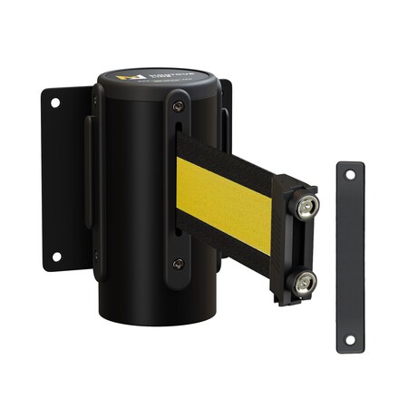 Montour Line Retr. Belt Barrier Fxd Black Metal Wall Mt 8.5' Bk/Y H Belt WM115-BK-BYH-F-M-85